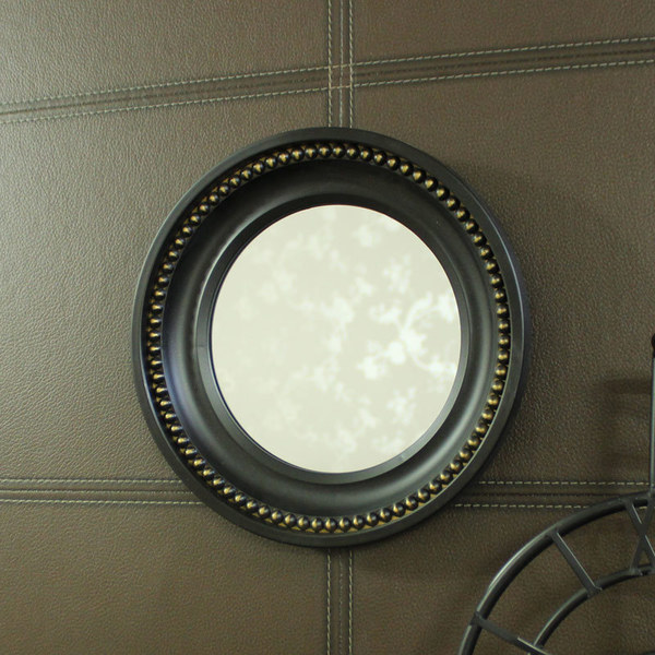Small Black Beaded Effect Round Wall Mirror 25cm X Vinterior Effect Round Wall Mirror 25cm X