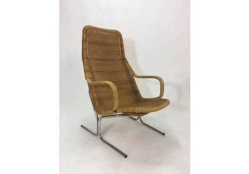 Rattan & Steel Lounge Chair By Dirk Van Sliedrecht, 1950s
