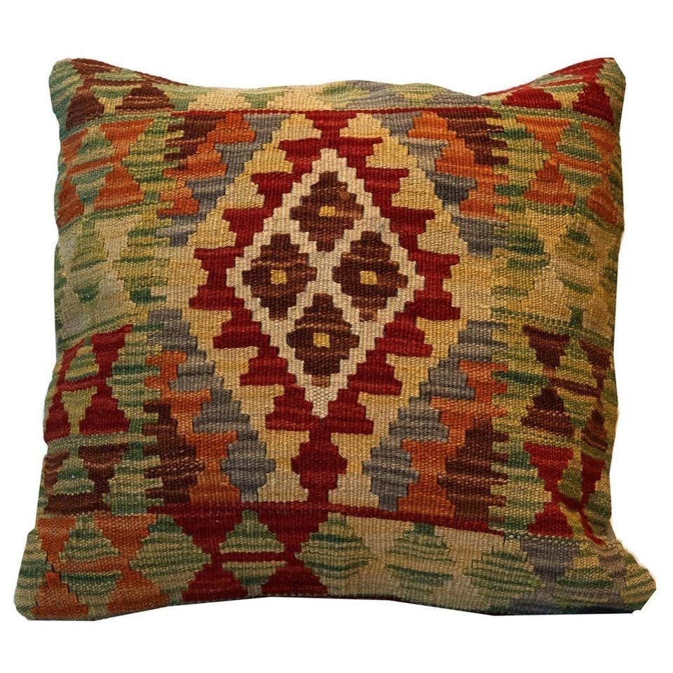 Kilim Decorative Pillow, Bench Cushion Grey Kilim Decorative Pillow Bench