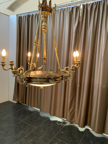 Empire Chandelier In Gilded Bronze photo for sale
