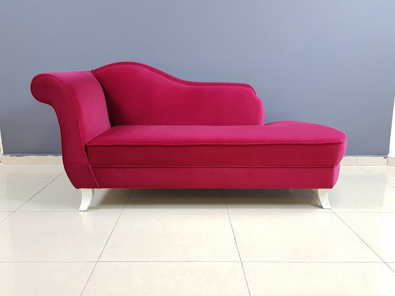 Retro 1980s Pop Art Hot Pink Chaise Lounge Sofa Chair Vinterior