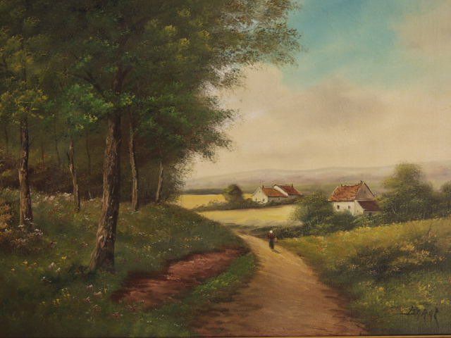Oil On Canvas Representing A Naive Landscape Dated 1940 photo furniture