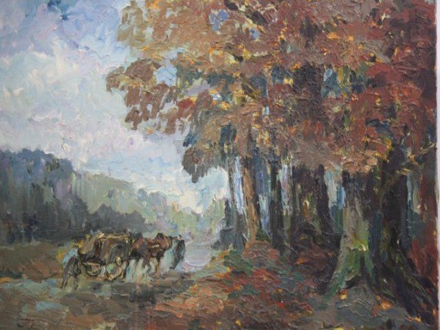 Plowing Oil On Canvas Signed Kiraval X Xth photo furniture