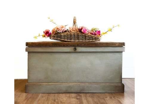 Solid Pine Hand Painted Ottoman / Blanket Box