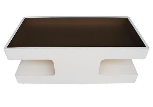 Design Coffee Table In 1970 In Lacquered Wood And Smoked Glass