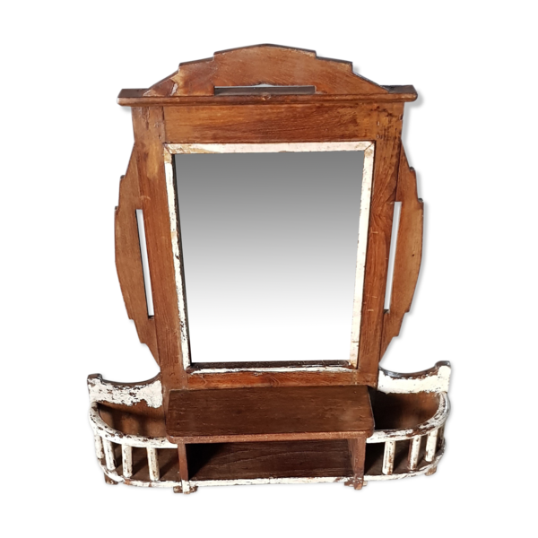 Former Mirror Shelf Wall "Art Deco" In Teak Vinterior