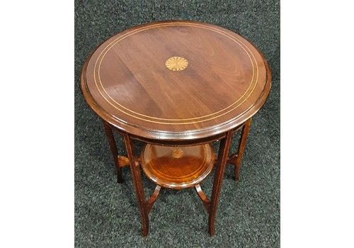 Edwardian Mahogany With Satinwood Inlay 2 Tier Occasional Table C.1910