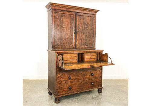 Antique Georgian Oak Secretaire Cabinet