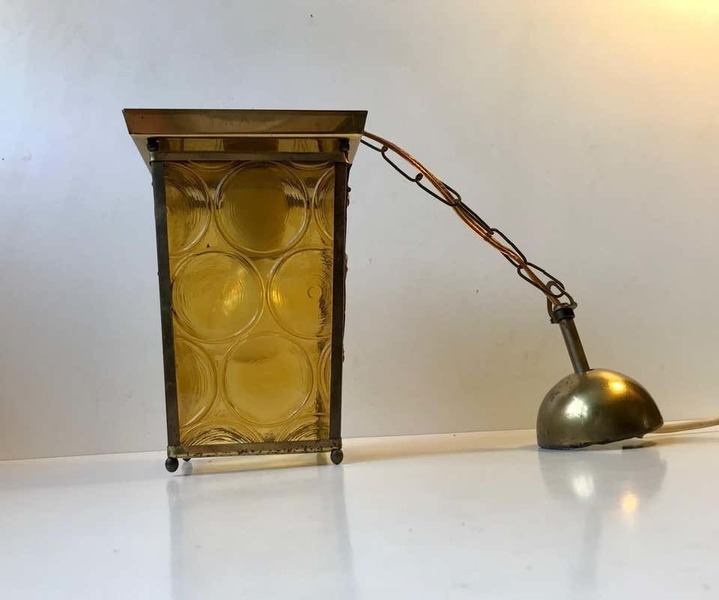 Danish Brass And Yellow Glass Funkis Ceiling Light Or Flush Mount photo furniture