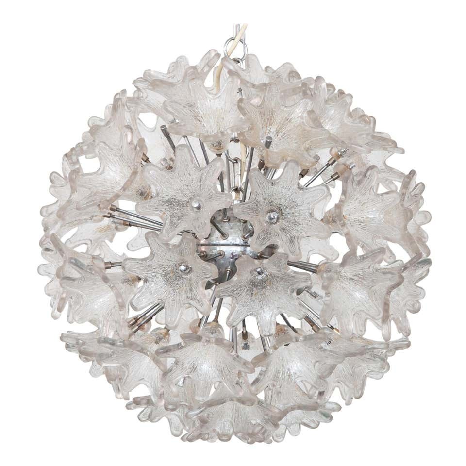 Sputnik Chrome and Glass Flowers Chandelier by Paolo Venini Sputnik Chrome and Glass Flowers Chandelier by Paolo Venini