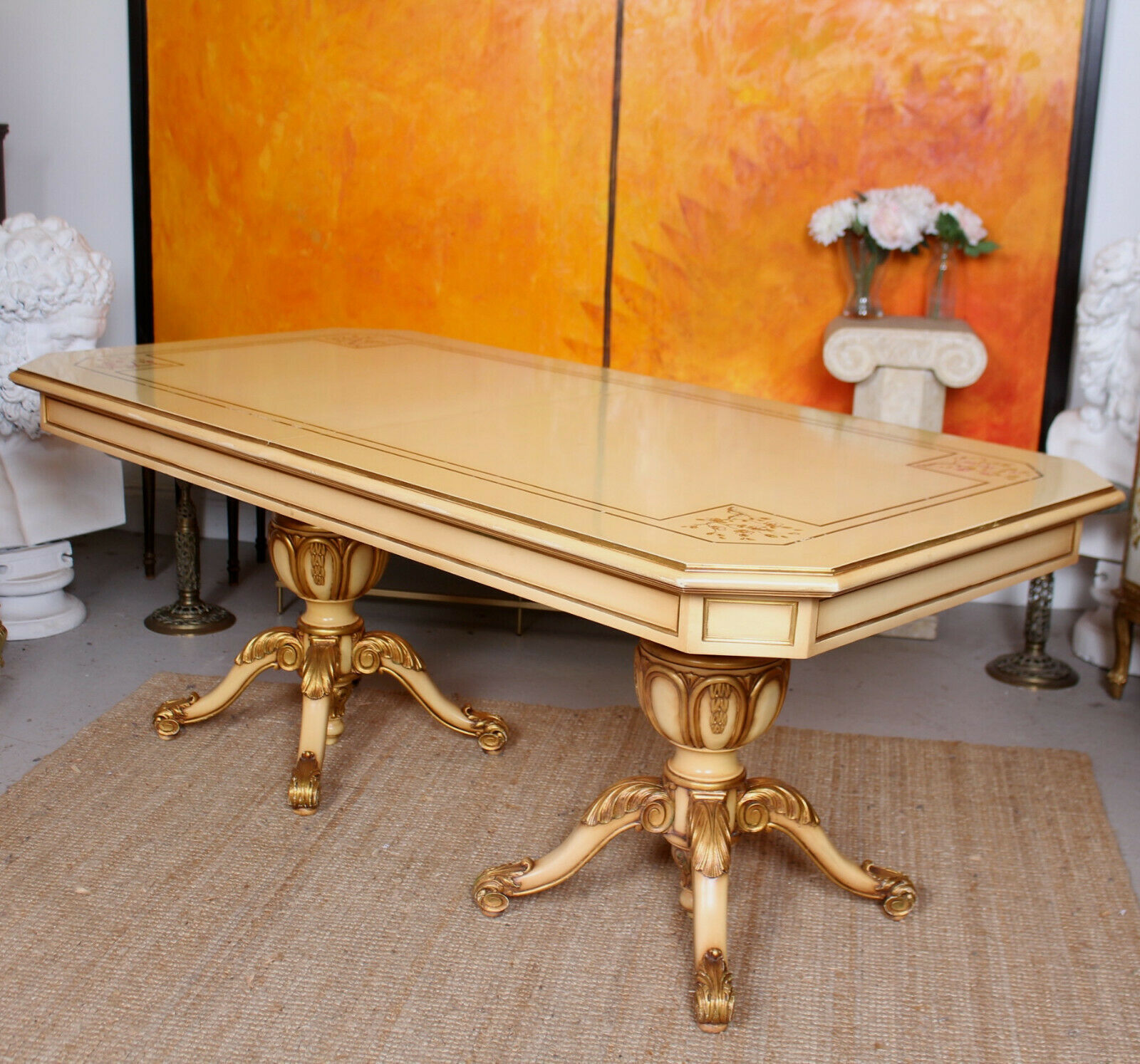 Antique Maple & Co Italian Painted Dining Table Fine Quality Gilt