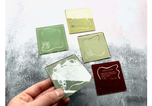 Mid Century Glass Cocktail Mixer Coasters Set