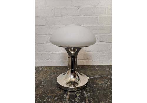 Mid Century Czech Opaline Glass Mushroom Table Lamp