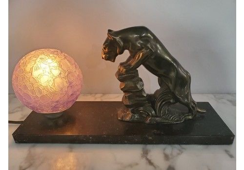 Art Deco French Panther Mood Lamp C1930