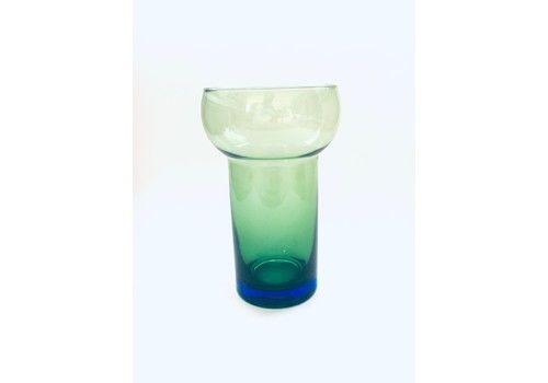 Mcm Scandinavian Art Glass Green & Blue Hooped Vase 1960s