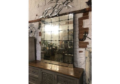 French Cafe Mirror With Metal Flowers