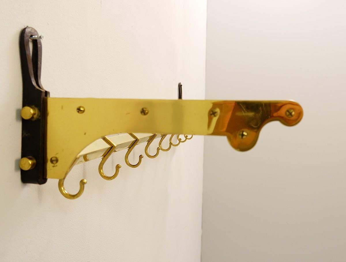 Mid 20th Century Italian Brass Brass Storage Coat Rack Vinterior