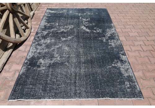 Dark Blue Tones, Turkish Vintage Distressed Faded Area Oushak Rug, Wool, Room Decor, Modern, Farmhouse Decor Style Art Deco Modern