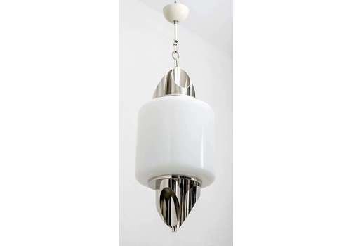 Mid Century Modern Italian Murano Glass And Chrome Ceiling Lamp, Selenova, 1970s