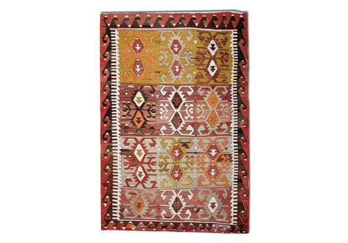 Triabl Antique Rug Anatolian Carpet, Wool Orange Kilim From Konya 170 X 240 Cm