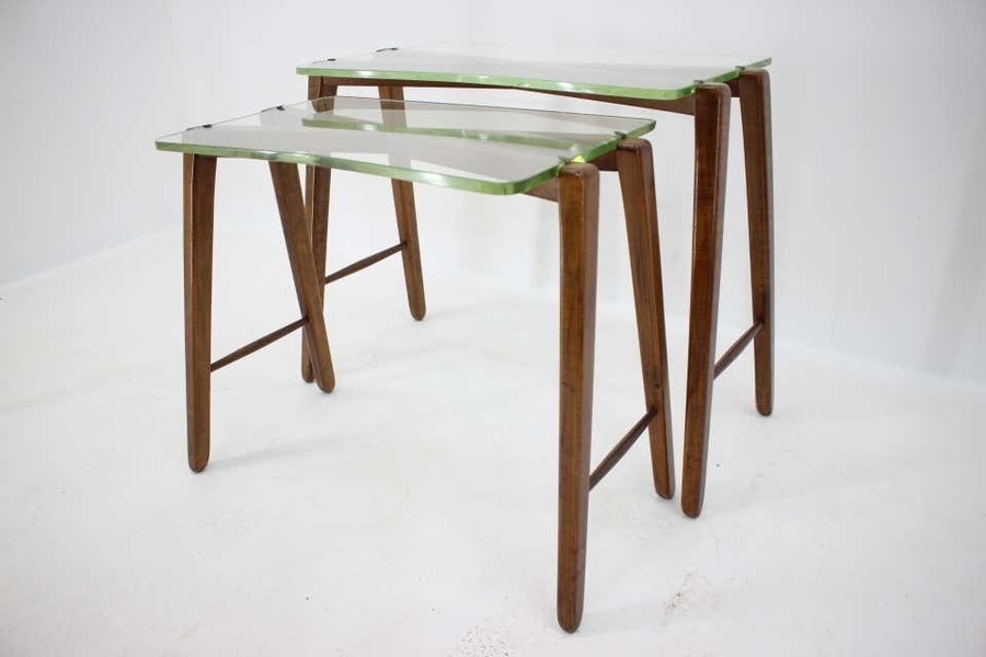 Rare Design Mid Century Organic Wooden Side, Nesting Tables / 1950s photo for sale