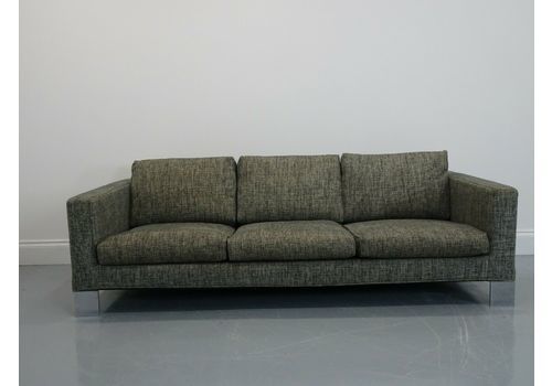 Stunning Minotti Pollack Grande In Soft Charcoal And Cream Mixed Weave