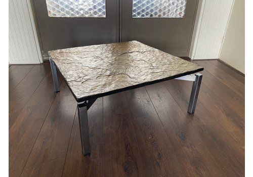 Mid Century Steel & Slate Coffee Table