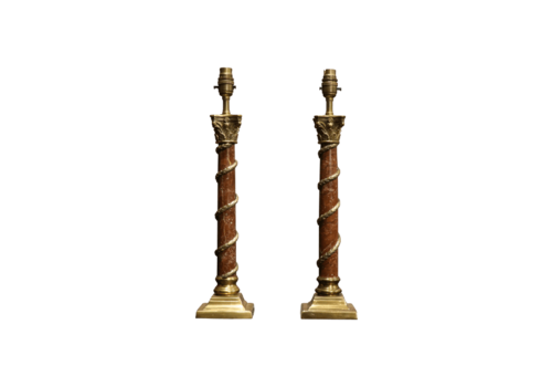 A Pair Of Corinthian Column Table Lamps
