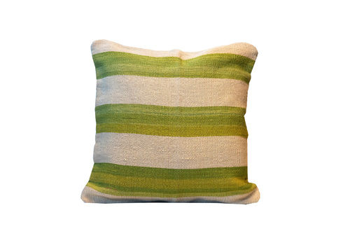 Traditional Kilim Green Cream Cushion Cover Handmade Scatter Pillow