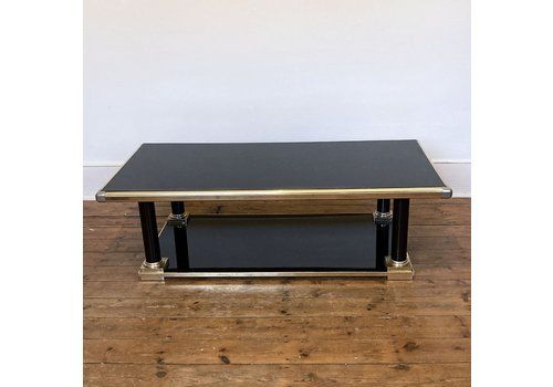 Black And Gold Lacquer Large Coffee Table In The Style Of Willy Rizzo