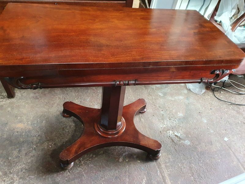 Antique Mahogany Card Games Table Swivel Top Vinterior