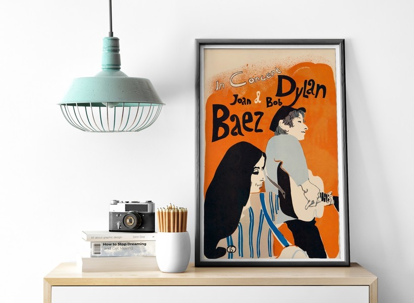 Bob Dylan /& Joan Baez 1965 vintage concert poster