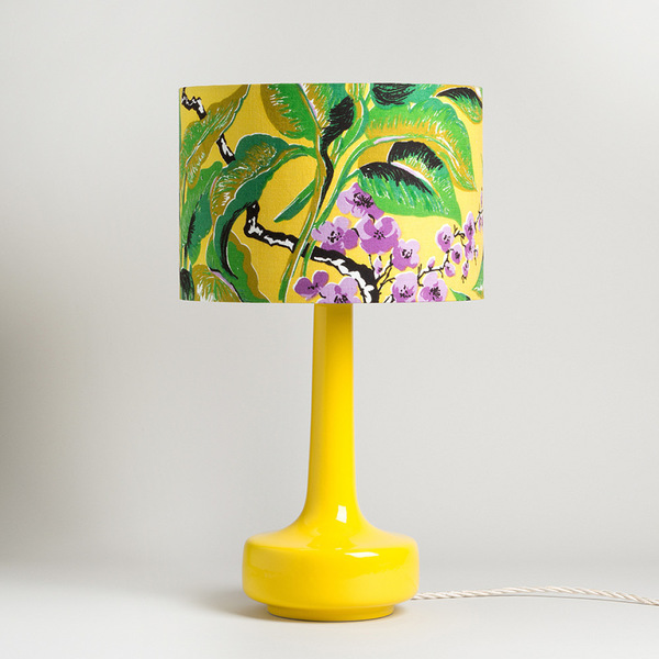 table lamp with yellow shade