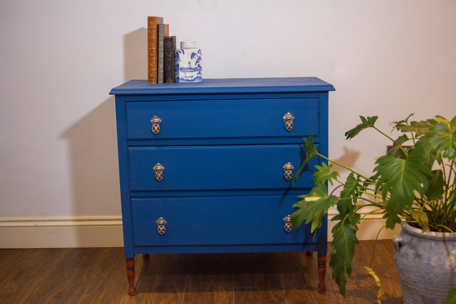 Chest Of Drawers Painted In Dramatic Blue Vinterior