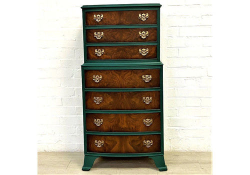 Small Burr Walnut Tallboy In Fusion Mineral Paint