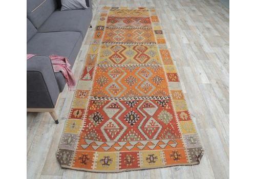 Turkish Vintage Kilim, Oushak Handmade Wool Flatweave Runner Rug, Rustic Hallway Rugs, Farmhouse Decor, One Of A Kind, Made In Adana