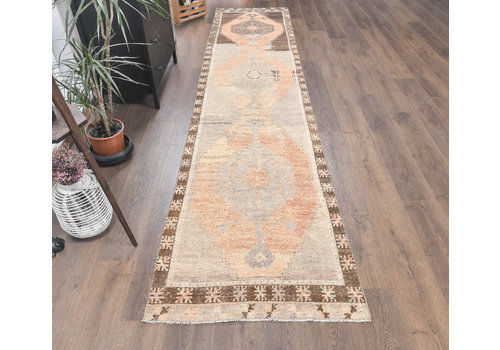 Antique Persian Runner, Oushak Handmade Wool Rug, Rustic Hallway Rugs, Anatolian, Farmhouse Decor, One Of A Kind, Brown & Beige Carpet