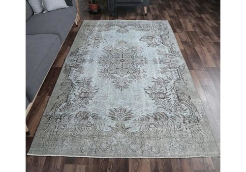 5x8 Turkish Vintage Light Blue Area Rug, Oushak Handmade Wool Oriental Floral Carpet, Farmhouse Decor, One Of A Kind, Made In Anatolia
