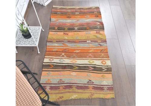 3x5 Vintage Turkish Kilim Rug, Oushak Handmade Wool Flatweave, Art Deco Rugs, Farmhouse Decor, One Of A Kind, Bohemian, Ethnic