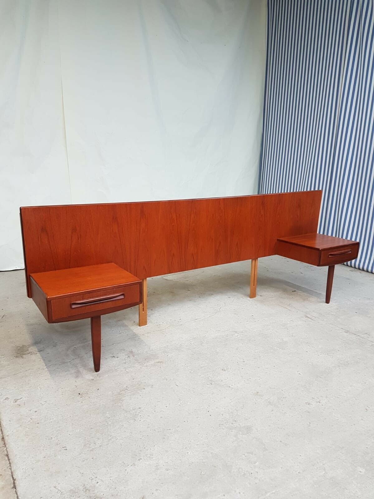 Vtg Mid Century G Plan Teak Headboard With Bedside Table