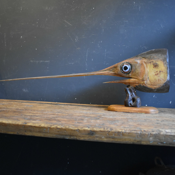 Vintage Taxidermy Swordfish Head Mounted Big Game Mounted Fish Head