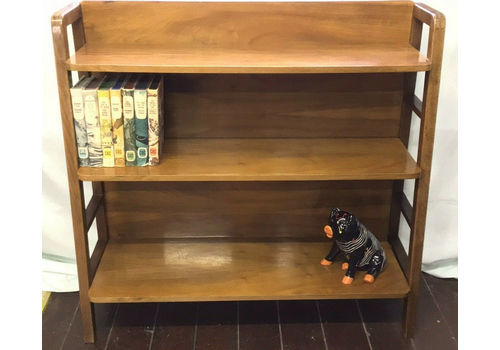 Art Deco 1930s Vintage Three Shelf Waterfall Wooden Open Bookcase