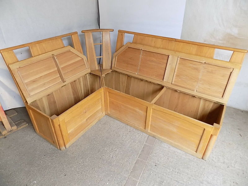 Large Oak High Back Corner Seat Bench Seat Kitchen Dining Room Storage  Corner | Vinterior
