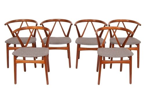 Set Of Six Henning Kjaernulf For Bruno Hansen Teak Chairs