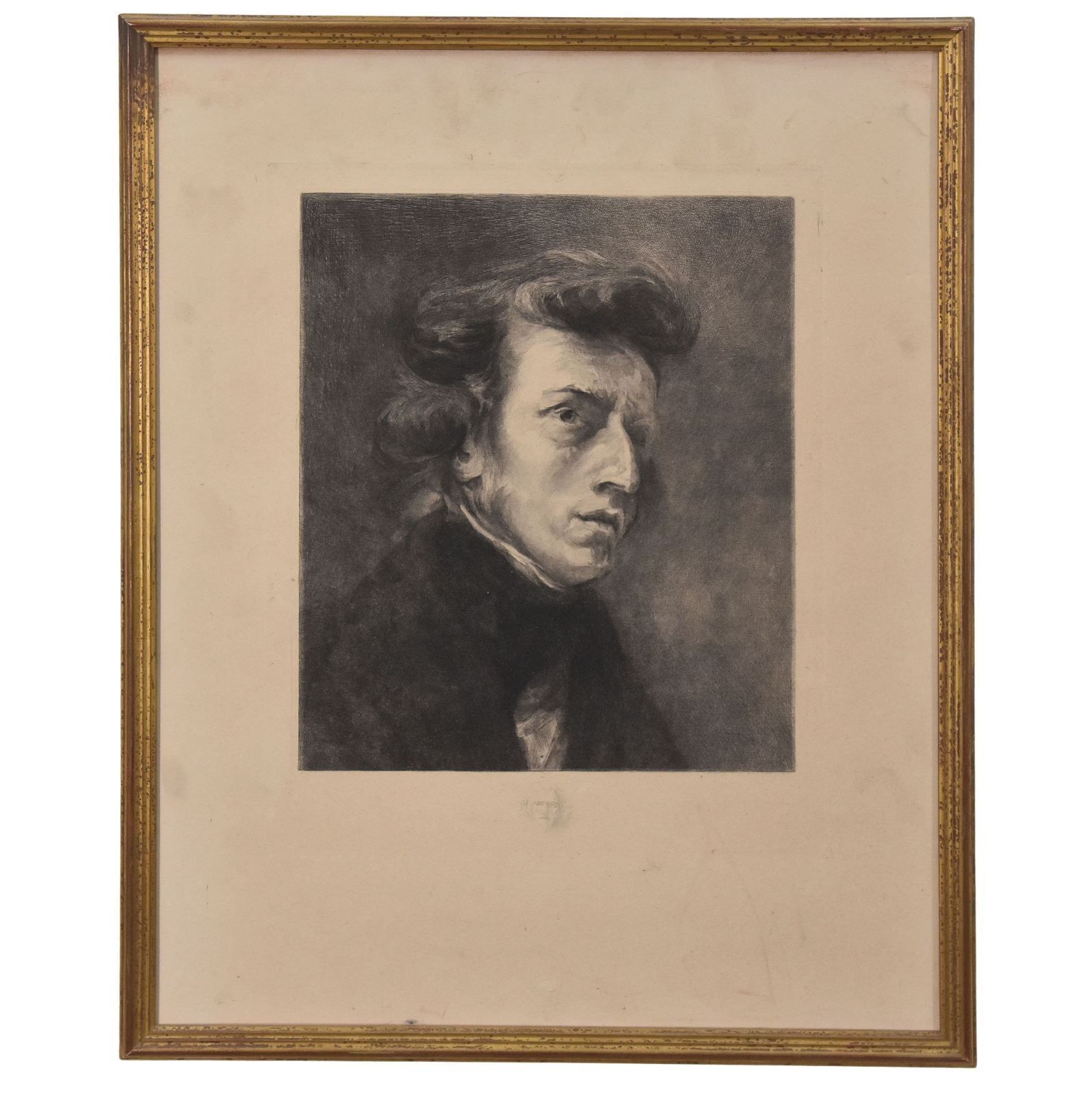 Engraving Of The Painting Of E. Delacroix Depicting Frédéric Chopin