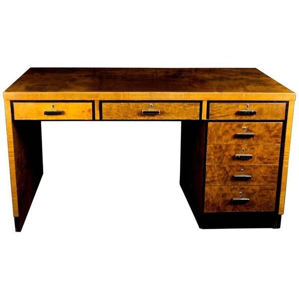 Biedermeier Style French Polish Partners Pedestal Desk Ormolu Detail Early 20th Century 7 Drawers