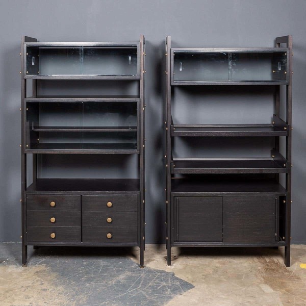 20th Century Italian Ebonised Etageres With Open Back & Storage C1970 photo furniture
