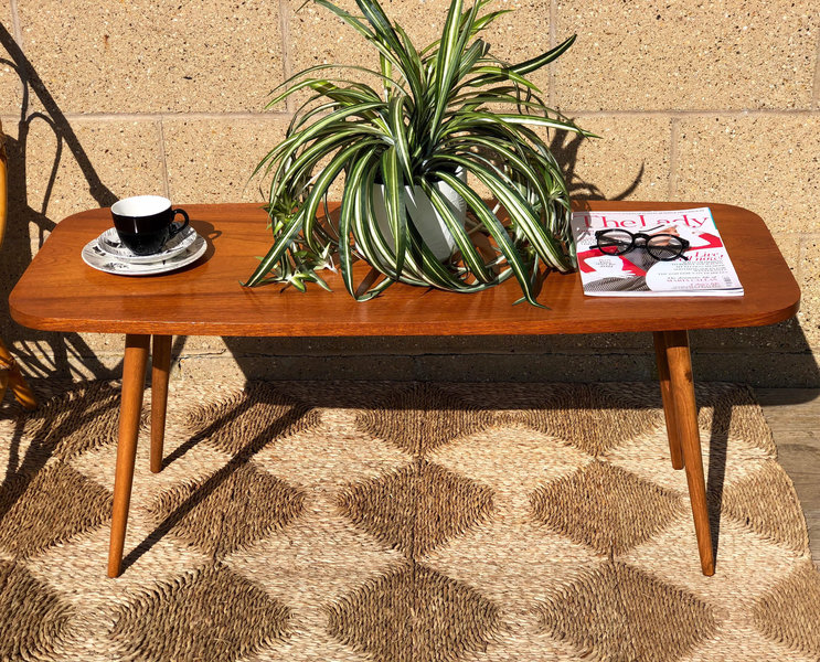 Mcm Teak Coffee Table With Atomic Legs Vinterior