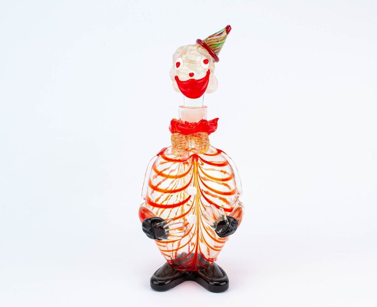 1960s Italian Antique Clown Decanter In Murano Glass Vinterior