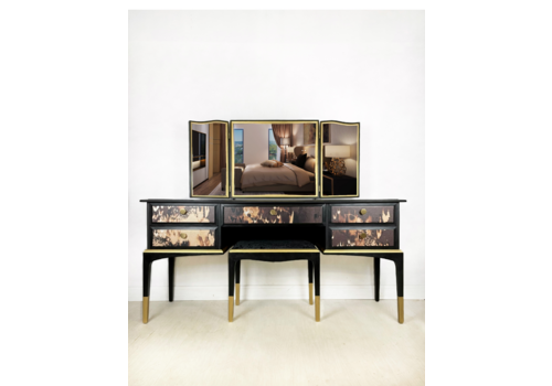 Stag Dressing Table In Black And Gold